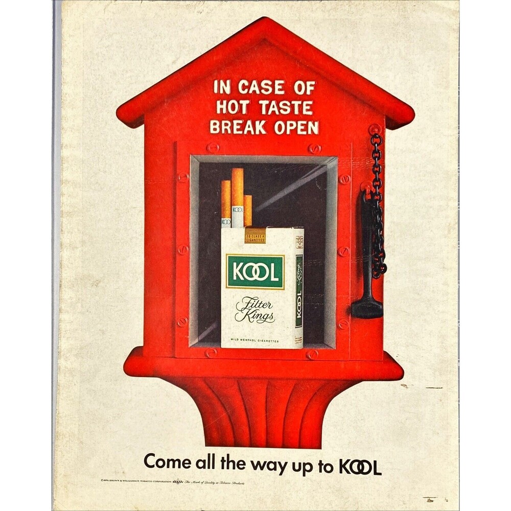 Kool Filter Kings Cigarettes "Come all the Way up to Kool" Vintage Print Ad 1970